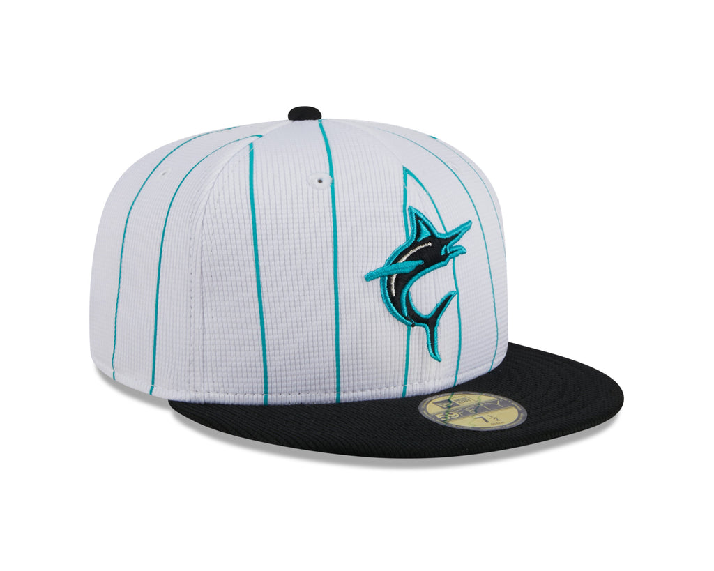 Men's Miami Marlins White 2024 Batting Practice 59FIFTY Fitted Hat