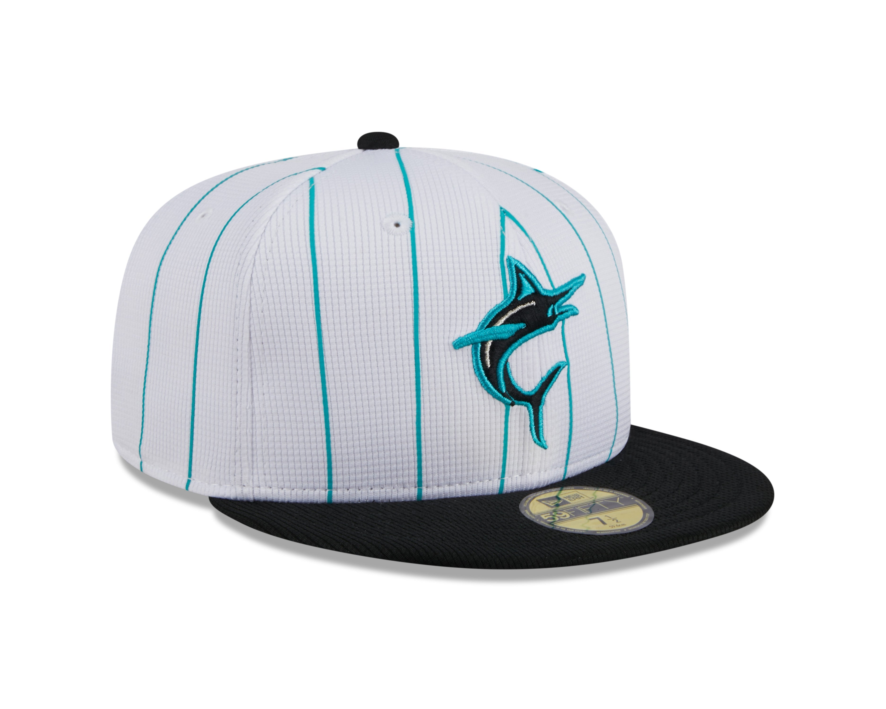 Men's Miami Marlins White 2024 Batting Practice 59FIFTY Fitted Hat