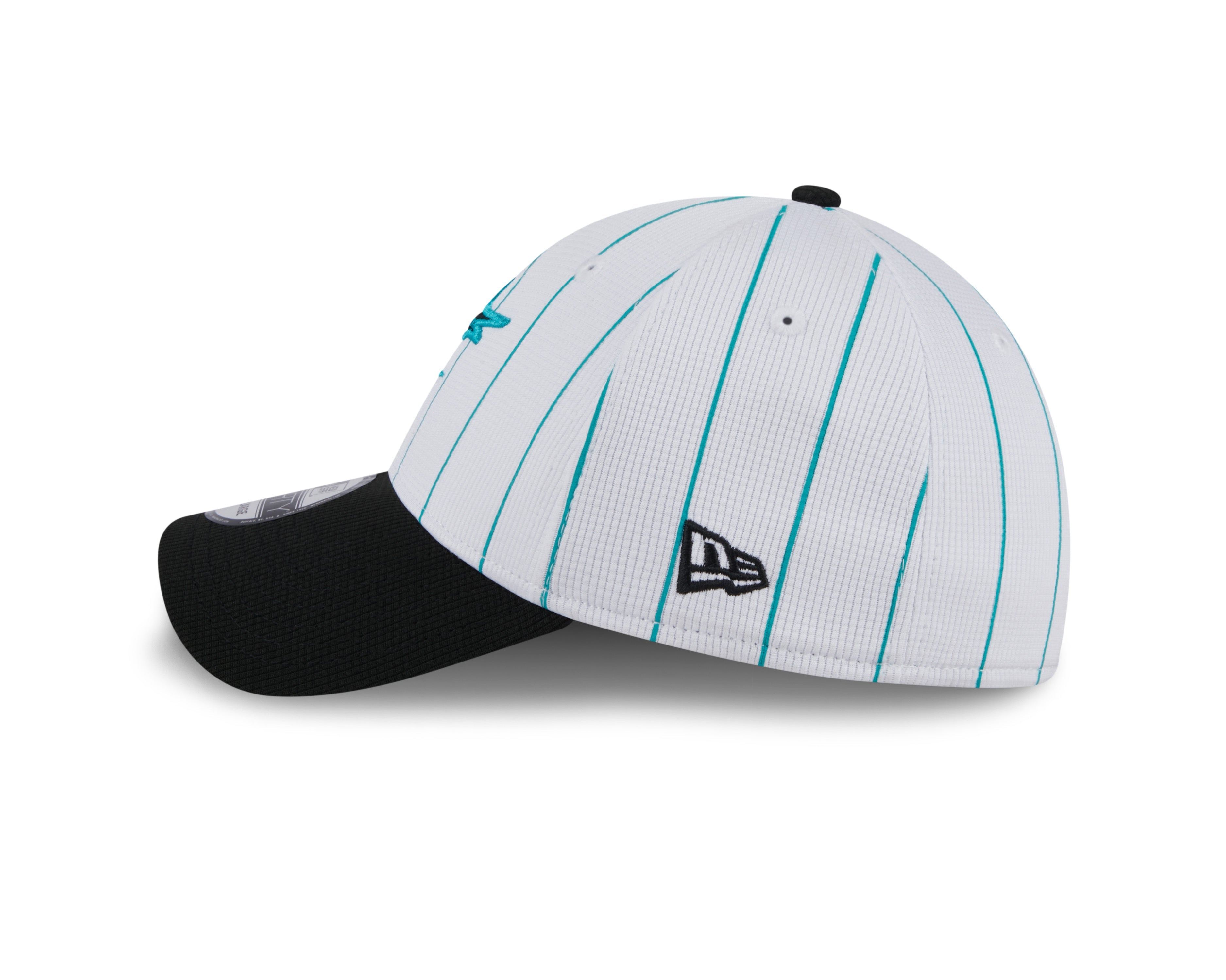 Men's Miami Marlins New Era 2024 Batting Practice White/Black 39THIRTY Flex-Fit Hat