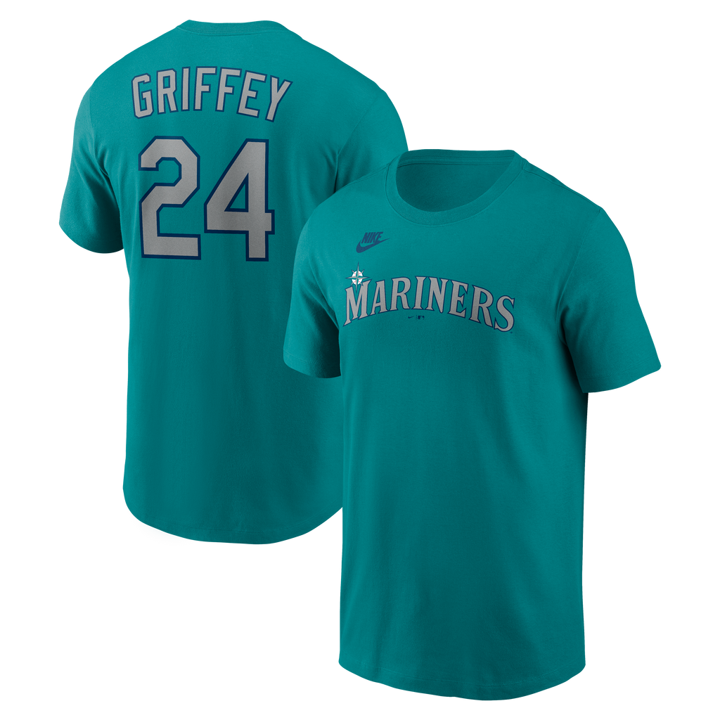 Men's Ken Griffey Jr. Seattle Mariners Nike Teal Name & Number T-Shirt