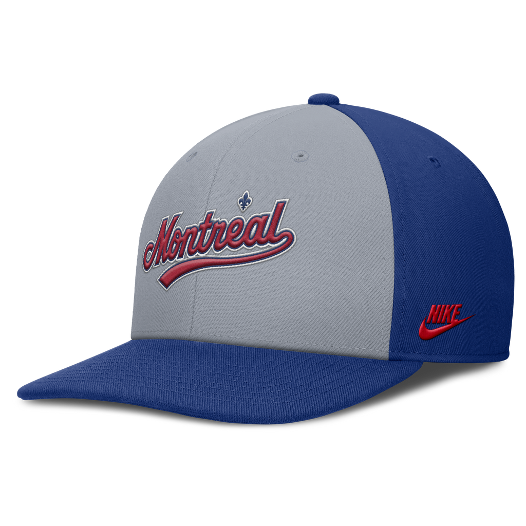 Montreal Expos Nike Gray/Royal Dri-Fit Pro Snapback Hat