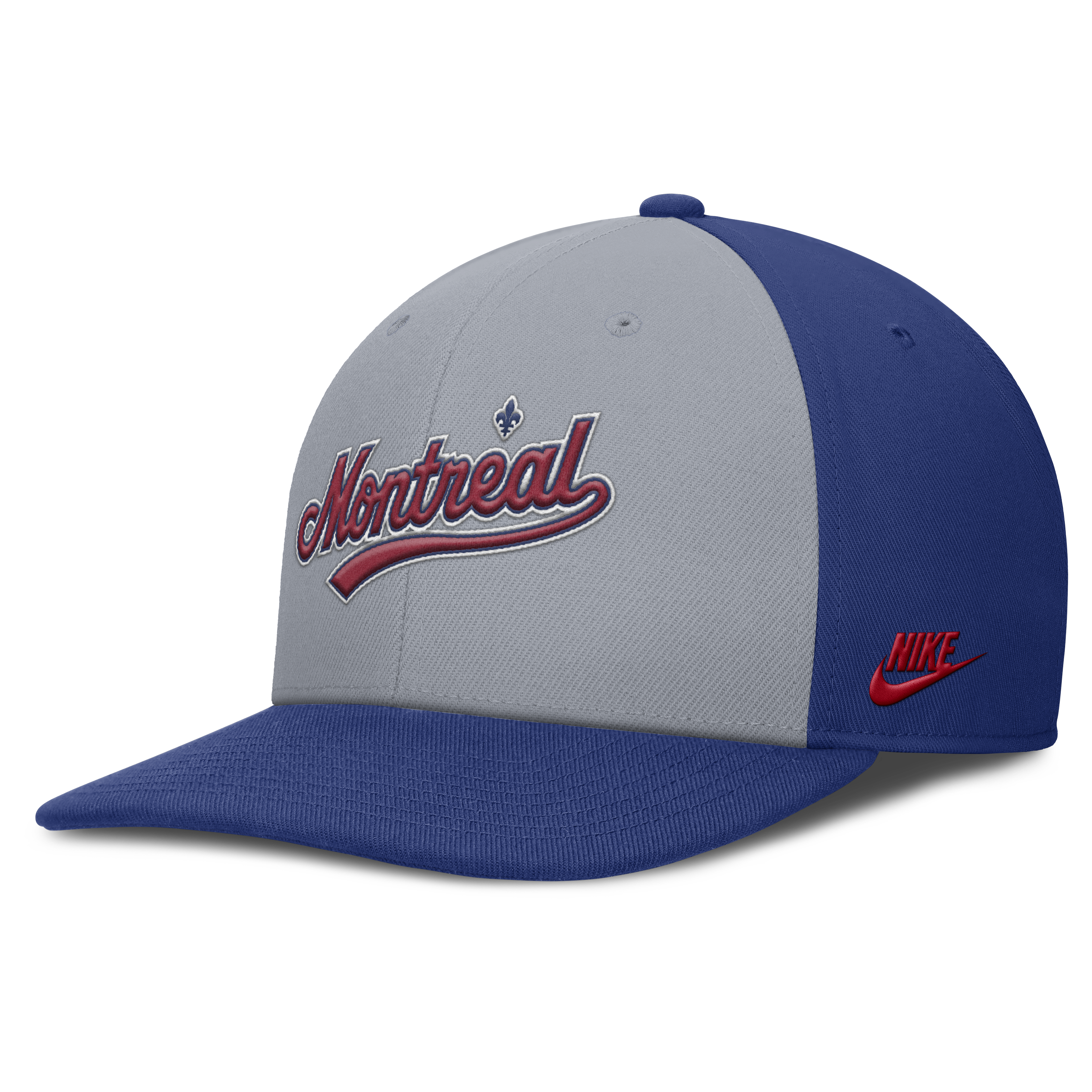 Montreal Expos Nike Gray/Royal Dri-Fit Pro Snapback Hat