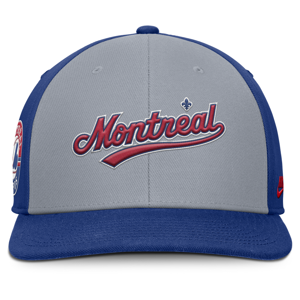Montreal Expos Nike Gray/Royal Dri-Fit Pro Snapback Hat