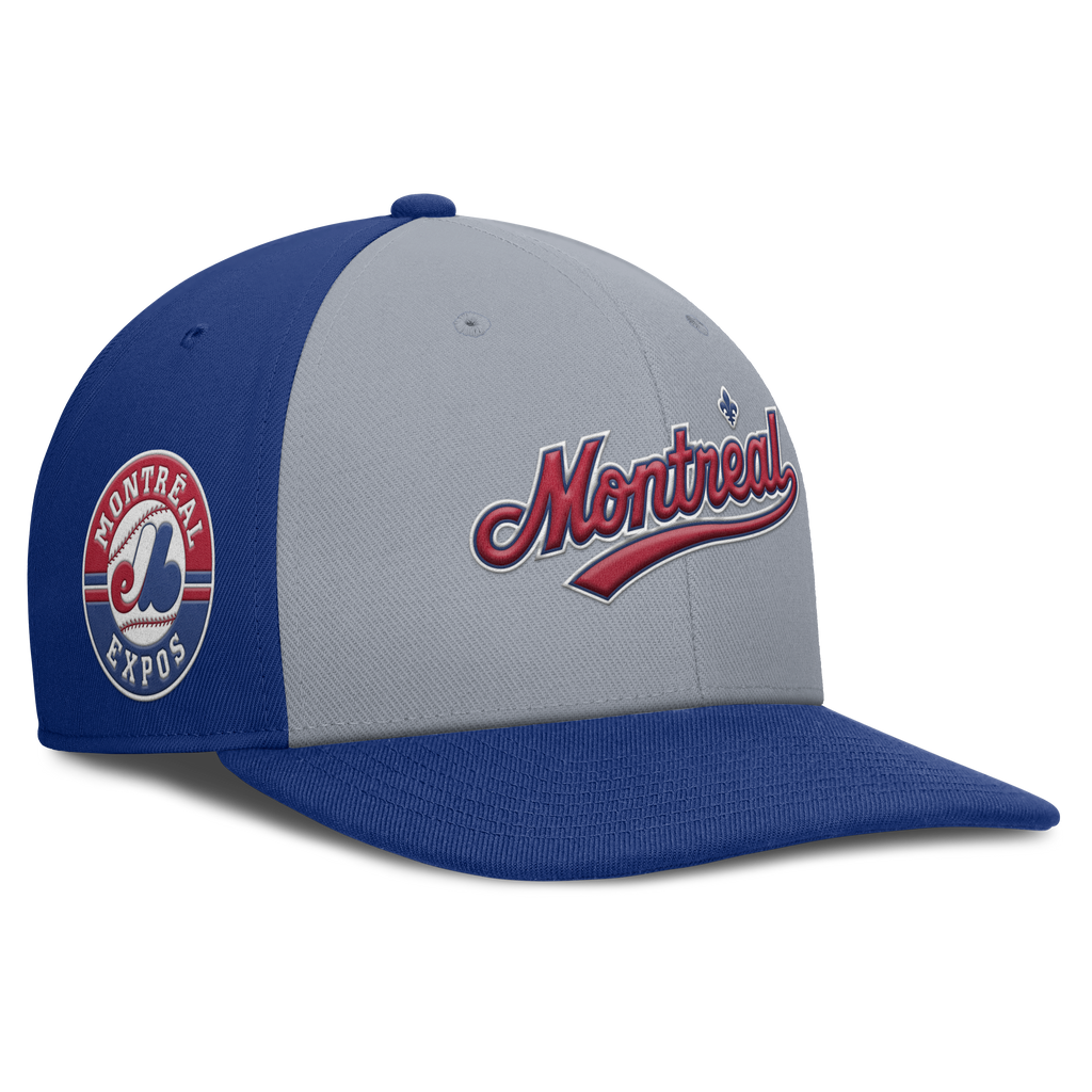 Montreal Expos Nike Gray/Royal Dri-Fit Pro Snapback Hat