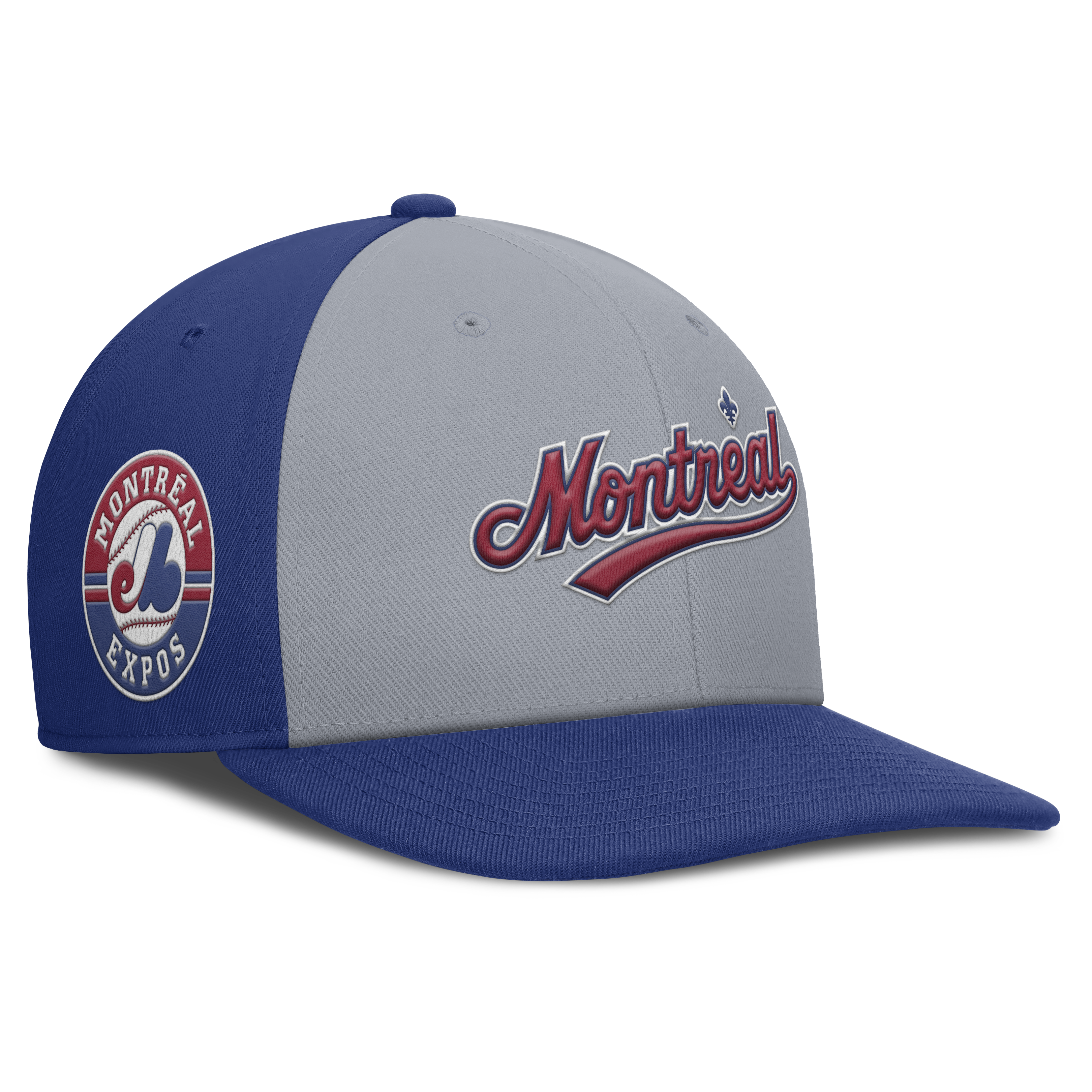 Montreal Expos Nike Gray/Royal Dri-Fit Pro Snapback Hat