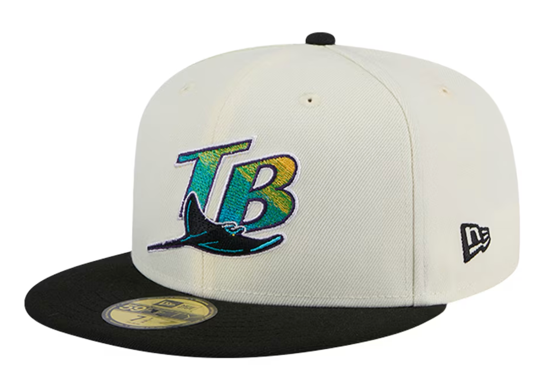 Tampa Bay Devil Rays Cooperstown Collection Cream/Black Leather Visor New Era 59FIFTY Fitted Hat