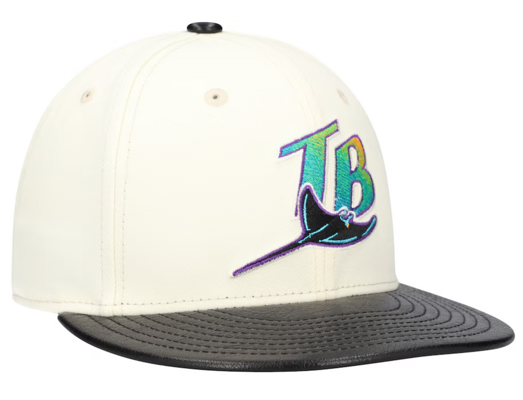 Tampa Bay Devil Rays Cooperstown Collection Cream/Black Leather Visor New Era 59FIFTY Fitted Hat