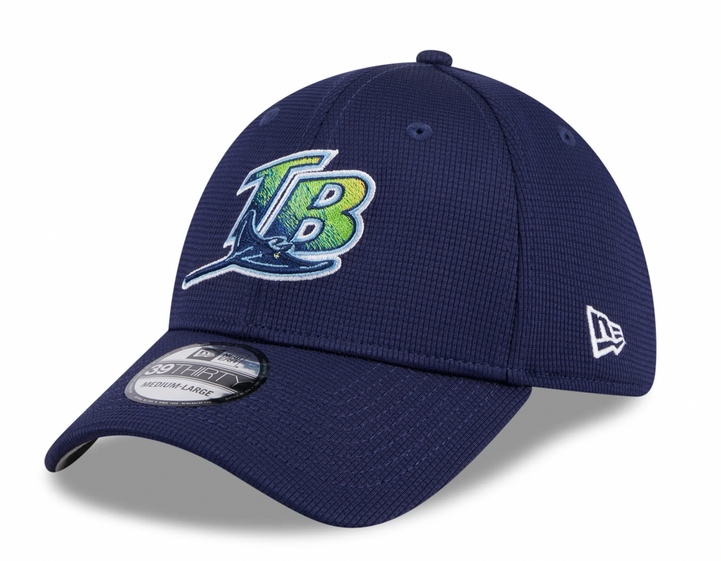Men's Tampa Bay Rays New Era 2024 Batting Practice Navy 39THIRTY Flex-Fit Hat