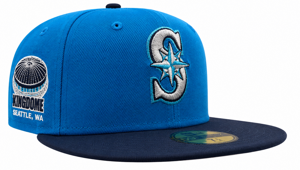 Seattle Mariners New Era 2 Tone Sunwash Ocean Blue Nirvana Nevermind Inspired 59FIFTY Fitted Hat