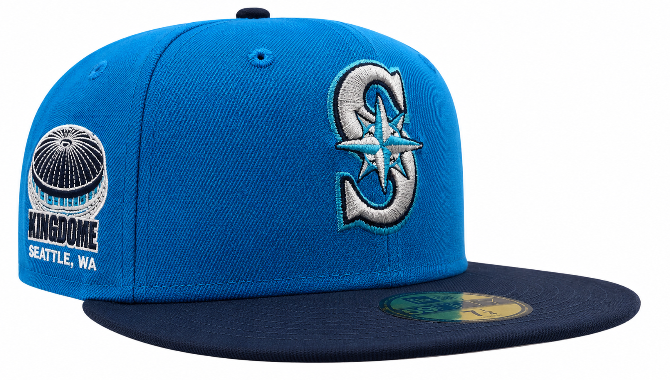 Seattle Mariners New Era 2 Tone Sunwash Ocean Blue Nirvana Nevermind Inspired 59FIFTY Fitted Hat