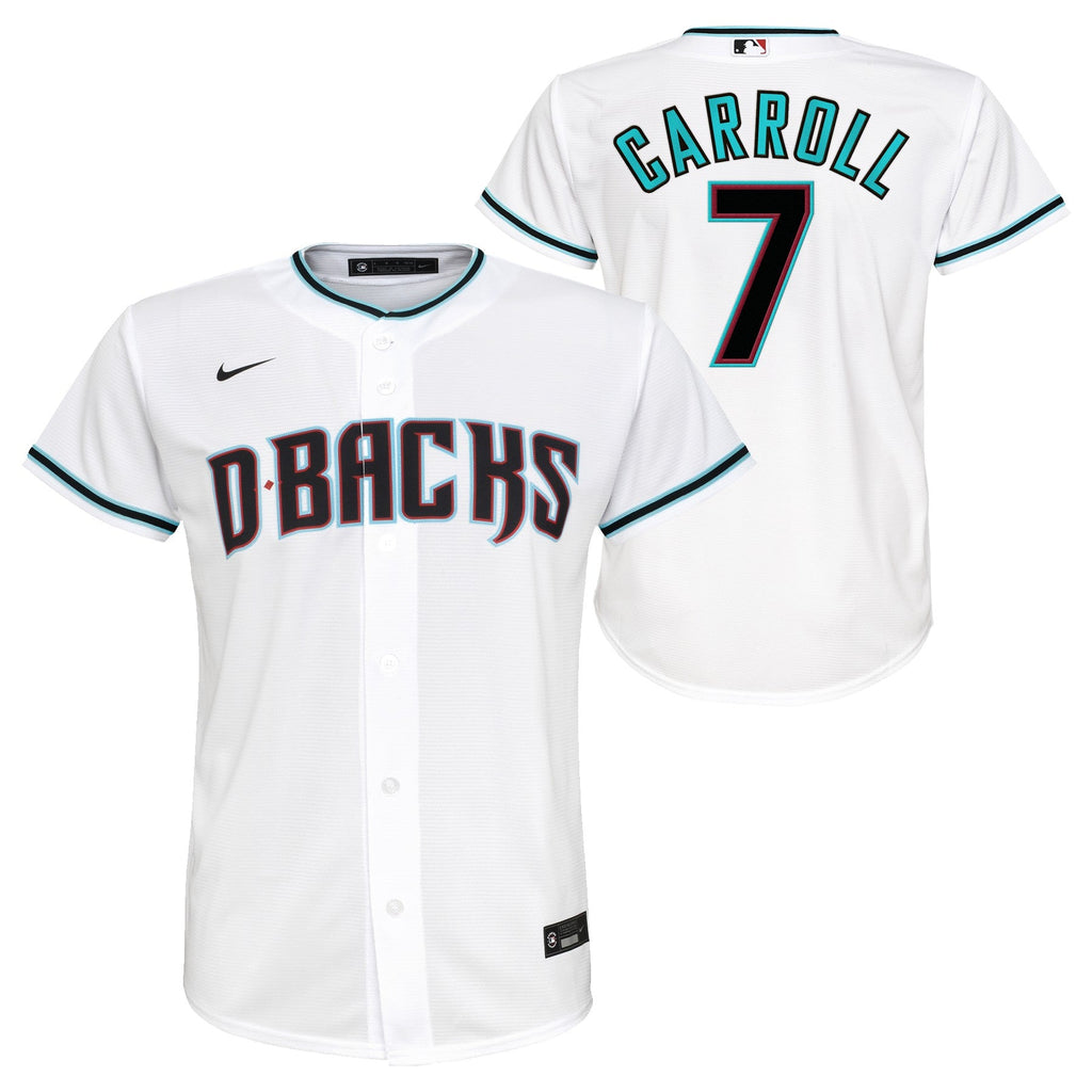 Youth Corbin Carroll Arizona Diamondbacks White Home Replica NIKE Screen Print Jersey