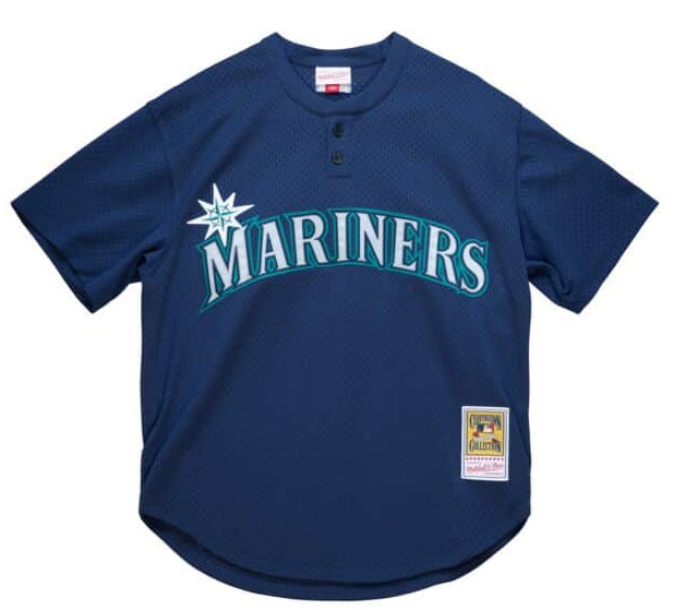 Men's Seattle Mariners Ichiro Suzuki 2002 Mitchell & Ness Navy Cooperstown Collection Mesh Batting Practice Jersey