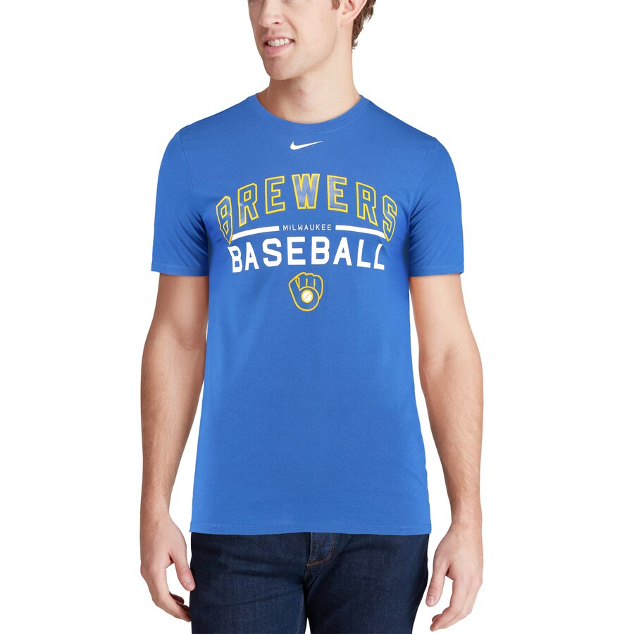 Men's Milwaukee Brewers Nike Royal Practice Performance T-Shirt