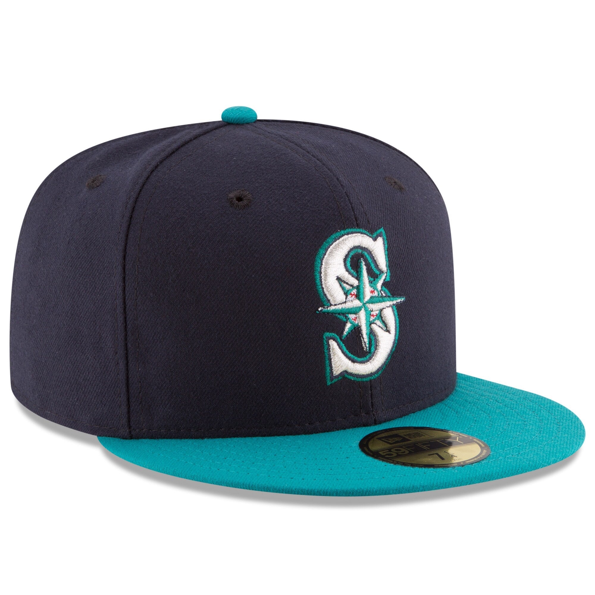 Men's Seattle Mariners New Era Navy/Aqua Alternate Authentic Collection On Field 59FIFTY Fitted Hat