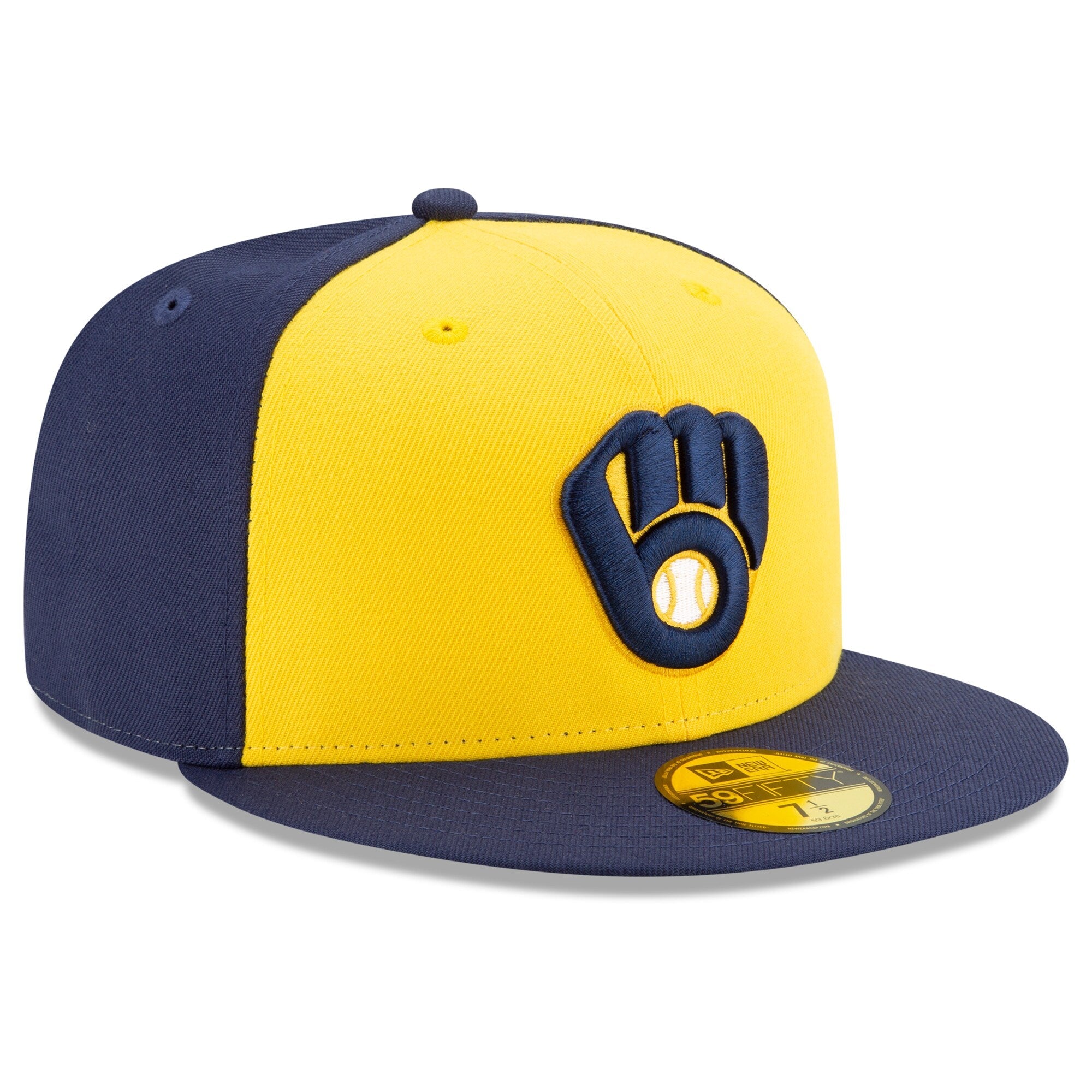 Men's Milwaukee Brewers New Era Navy/Yellow Alternate Authentic Collection On-Field 59FIFTY Fitted Hat